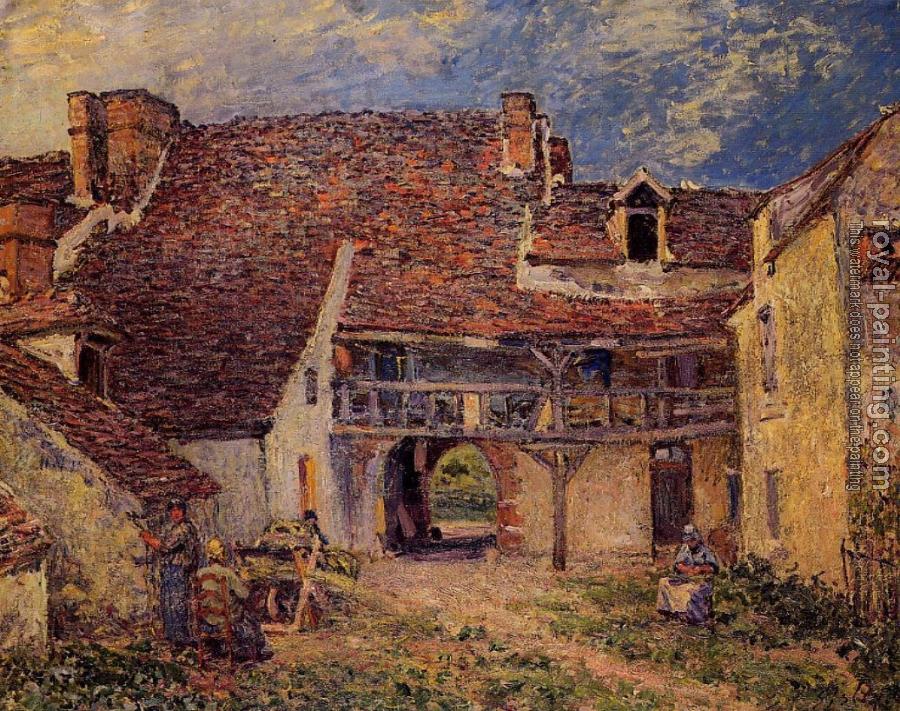 Alfred Sisley : Courtyard of a Farm at Saint-Mammes